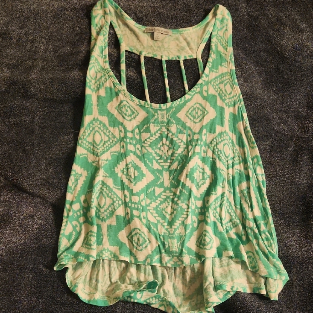Charlotte Russe Mint Geometric Tank Top
